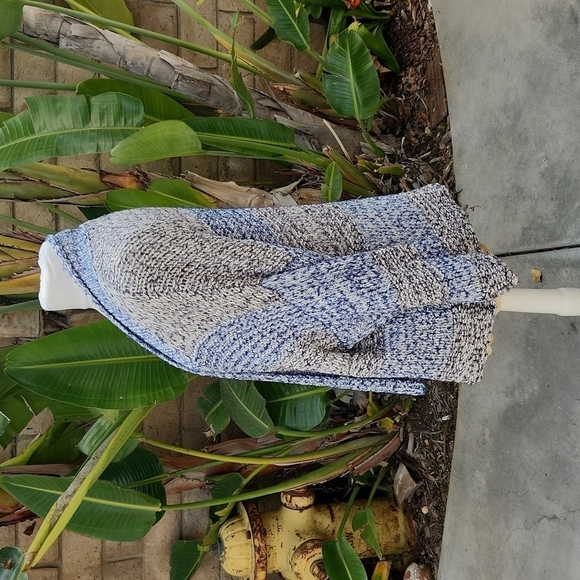 Vince Blue Gray Chunky Knit Cardigan Striped Oversized Sweater medium large - Picture 4 of 14